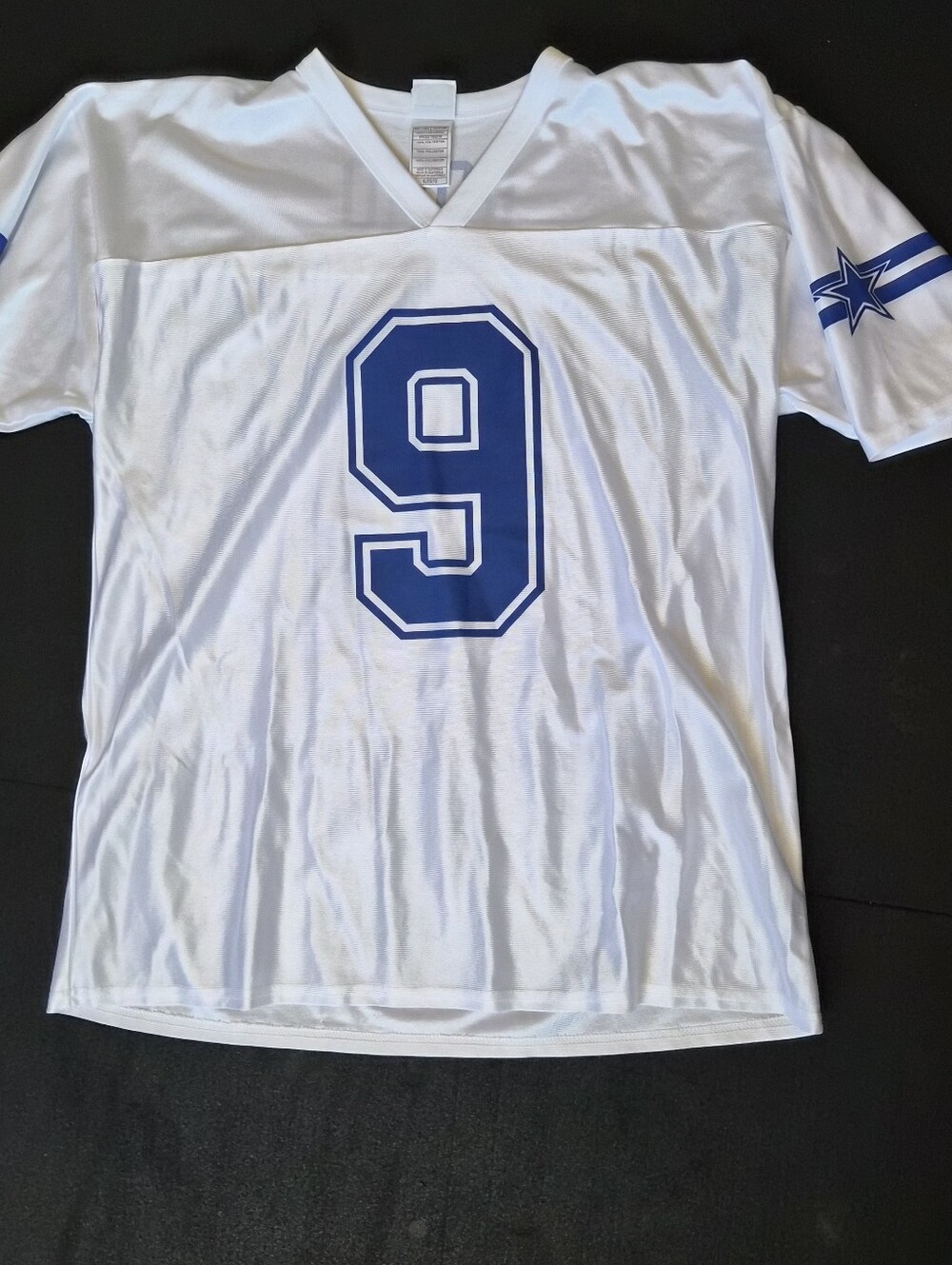 Dallas Cowboy Football Jersey White Football Jersey with Blue ROMO Number 9
